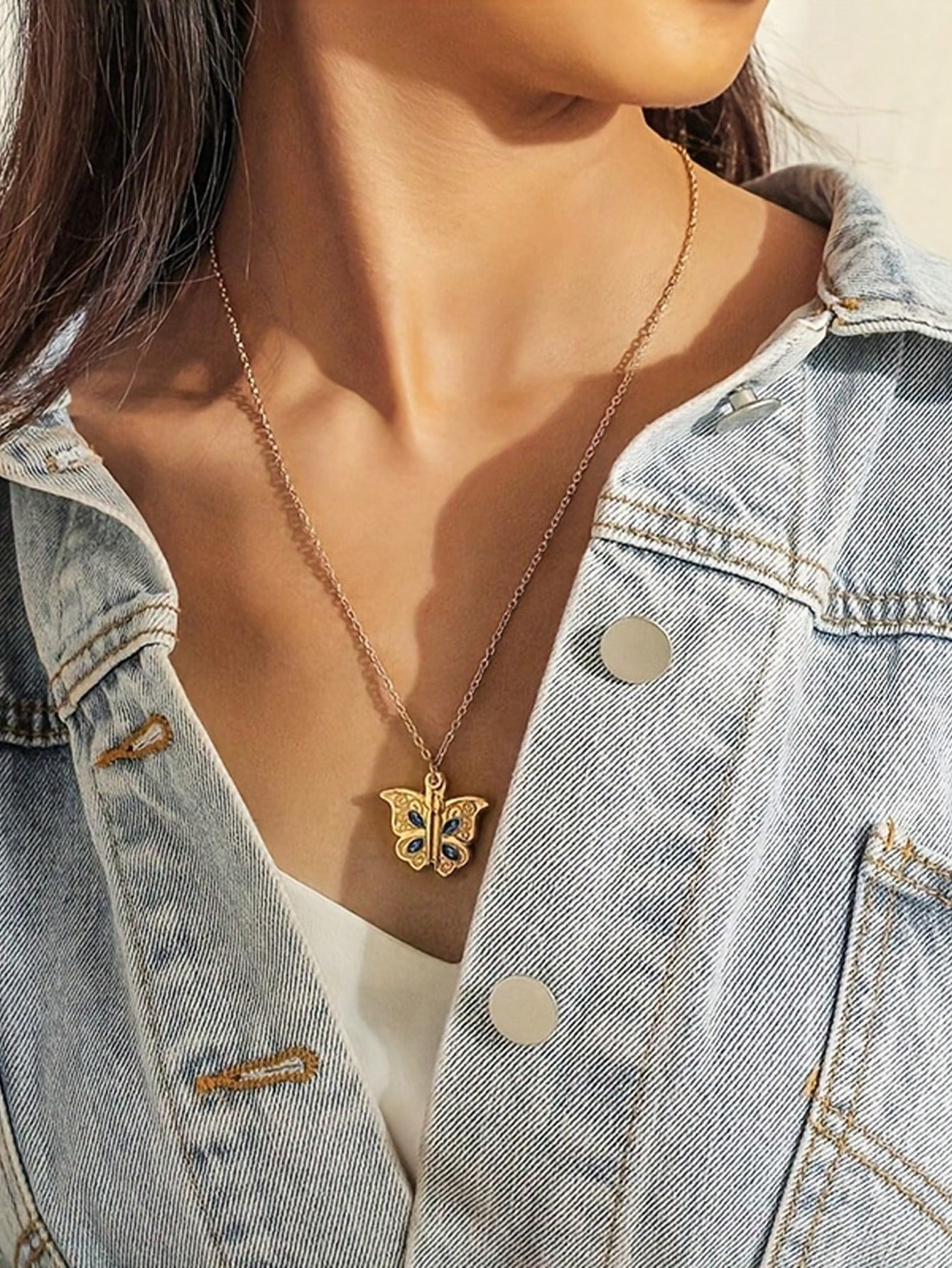 Personalized Photo Butterfly Pendant Necklace